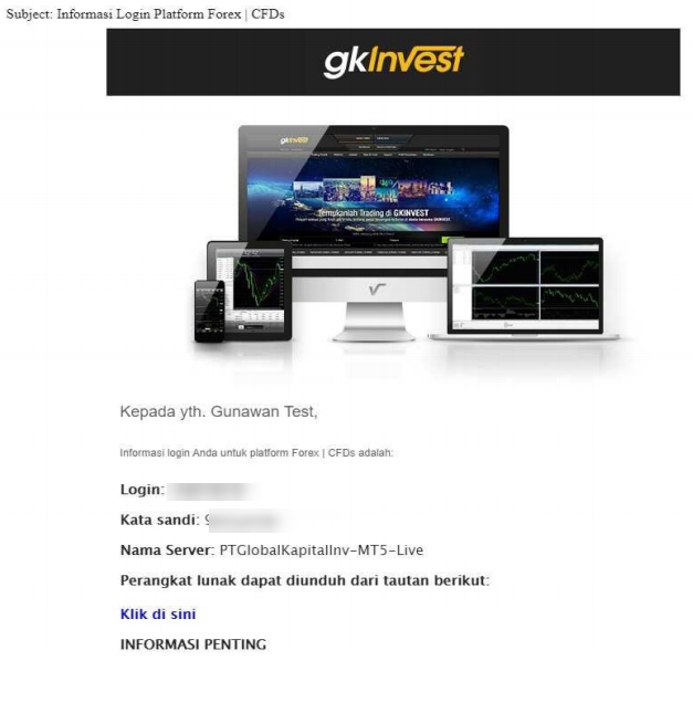 email konfirmasi akun real GKinvest