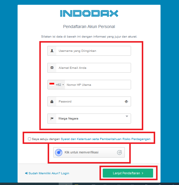 registrasi Indodax