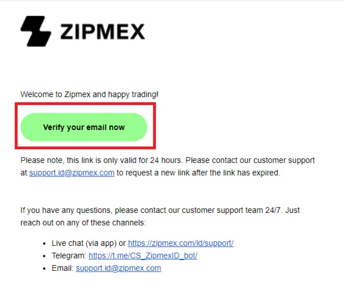 Verifikasi Email Zipmex