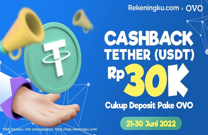 Deposit Via OVO, Rekeningku.com Beri Cashback Tether Rp30 Ribu