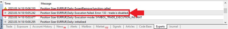 MT4 error Trade is Disabled